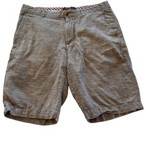 Ben Sherman Linen Cotton Blend Shorts Brown and White Thin Striped Size 32